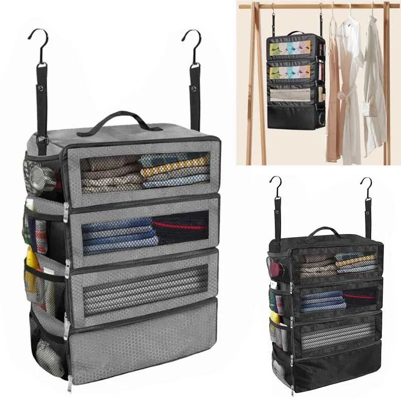Organisateur de valise, organisateur de bagages de voyage de grande capacité, étagère suspendue, emballage Cube placard, sacs de rangement pliables suspendus Organisateur de valise, organisateur de bagages de voyage de grande capacité, étagère suspendue, emballage Cube placard, sacs de rangement pliables suspendus