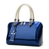sac à main boston en cuir brillant pour femme, sac à main de créateur de luxe, bleu, rouge, noir, beige, rose, nouvelle mode, 2024