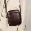 sac à main en cuir véritable pour femme, petit sac tendance, cuir de vachette tanné végétal simple, sac pour téléphone portable, sac à bandoulière initié, 2024