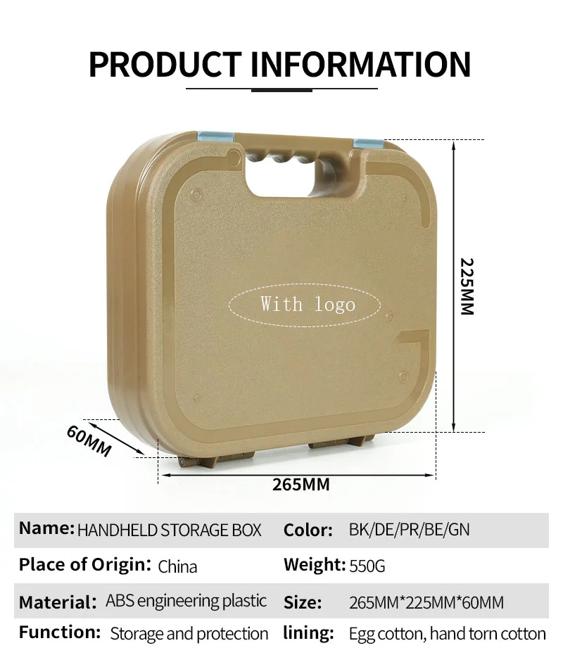 Étui de combinaison en plastique pour pistolet tactique gloc, boîte de rangement abs g17 g18 g19, transport de sécurité, boîte de chasse airsoft, accessoires