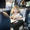 plateau de voyage pliable et extensible pour siège de voiture, avec plusieurs poches de rangement, design léger et mural pour avion et voiture