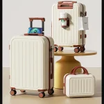 Valise de voyage de grande capacité – Bagage à main léger ABS + PC pour femme, 20/22/24/26/28 pouces, adapté aux voyages