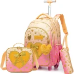 Sac à dos roulant pour enfants, sacs à dos à roulettes pour élèves du primaire, bagages de voyage pour enfants, valise à main pour filles de 8 à 10 ans