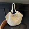 chic simple dame grande capacité sacs à bandoulière shopping sac de plage pour les femmes décontracté paille tissé sac fourre tout femme sac à main sacs à main