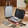 valise à bagages de 20 à 28 pouces avec roulettes, sac de voyage avec porte gobelet et support pour téléphone, compagnon de voyage essentiel pour la sécurité