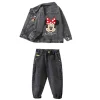ensembles de vêtements pour enfants printemps automne bébé garçons filles mickey mouse minnie coton denim veste manteau + jean pantalon 2pce costume décontracté