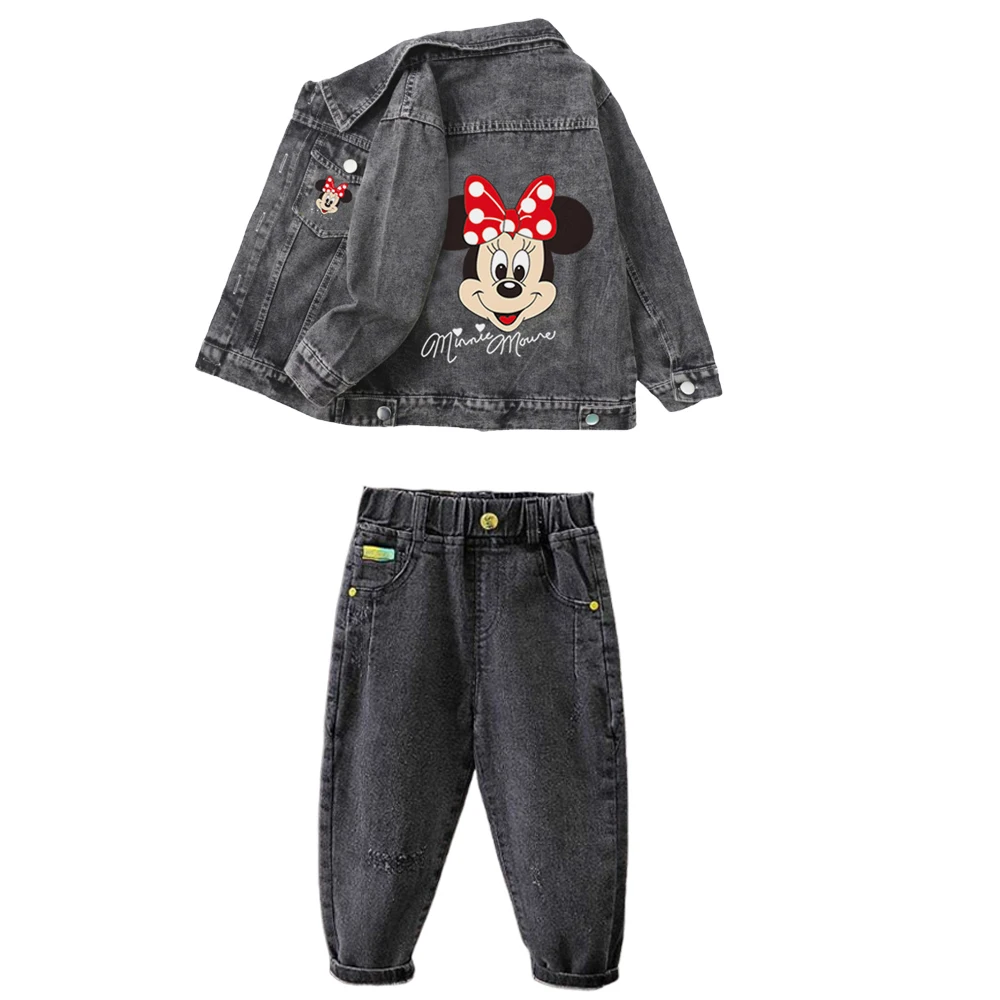 ensembles de vêtements pour enfants printemps automne bébé garçons filles mickey mouse minnie coton denim veste manteau + jean pantalon 2pce costume décontracté