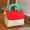 sac de maquillage de cabine mignon de grande capacité, étui à cosmétiques portatif kawaii en forme de maison, étui de rangement carré, sac de rangement portable pour filles