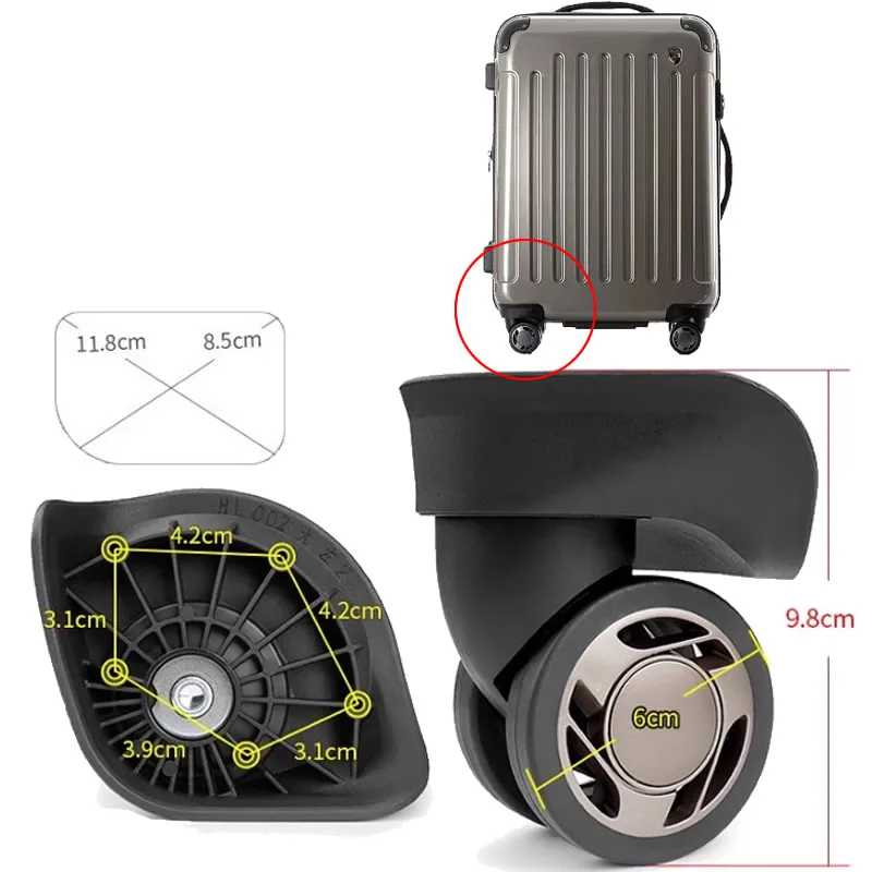 roues à bagages accessoires valise chariot roulettes universelles muet portable réparation vieille valise