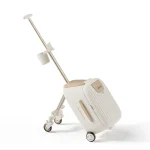 2025 nouvelle valise pour enfants peuvent s&rsquo;asseoir 20 pouces transporteur monter sur bagages 2-en-1 chariot détachable poussette valise de voyage