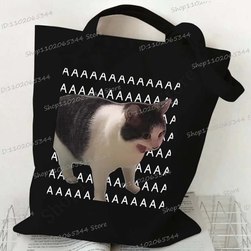 sacs à main pour femmes meme chat drôle toile sacs à provisions dessin animé animal sac à bandoulière pliant réutilisable fourre tout sacs pour femmes hommes