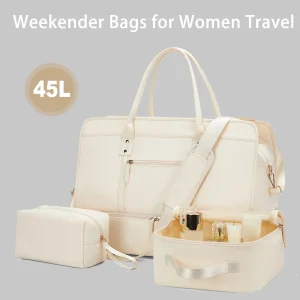 Sacs de voyage pour bagages avec un sac à vêtements et trousse de toilette, sac à bandoulière de grande capacité pour les déplacements quotidiens, fourre-tout pour femmes Sacs de voyage pour bagages avec un sac à vêtements et trousse de toilette, sac à bandoulière de grande capacité pour les déplacements quotidiens, fourre-tout pour femmes