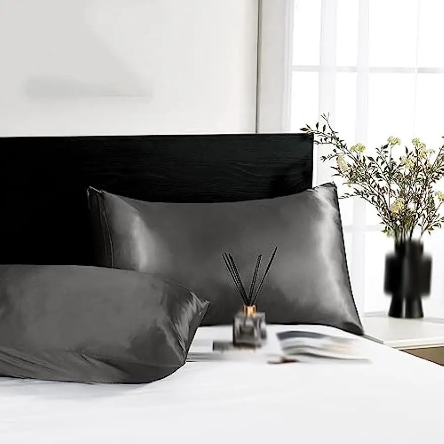 taie d'oreiller en satin pour cheveux et peau, taies d'oreiller pour lieux, taille standard, ensemble de taies d'oreiller super douces, 2 pièces
