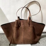 Sac à main de luxe en daim/cuir véritable pour femmes, sac à bandoulière de grande capacité, sac de rangement en forme d&rsquo;aile, sac de shopping à la mode