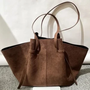 Sac à main de luxe en daim/cuir véritable pour femmes, sac à bandoulière de grande capacité, sac de rangement en forme d&rsquo;aile, sac de shopping à la mode