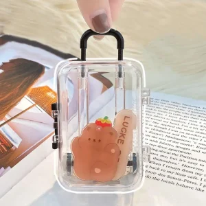 Boîte de rangement 7.5x5cm, Mini boîtier Transparent en forme de valise avec poignée, bijoux décoratifs en plastique, bonbons miniatures pour la maison et le bureau Boîte de rangement 7.5x5cm, Mini boîtier Transparent en forme de valise avec poignée, bijoux décoratifs en plastique, bonbons miniatures pour la maison et le bureau
