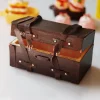 valise miniature vintage en cuir et bois pour maison de poupée, mini boîte à bagages, 1/12