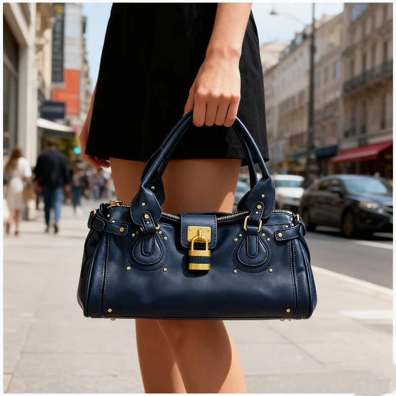 sac fourre tout à cadenas de luxe, sac à bandoulière classique de grande capacité, sac à main de styliste à double poignée, porte documents horizontal en cuir souple