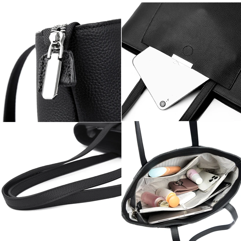 sac à main en cuir véritable de haute qualité pour femmes, fourre tout décontracté de grande capacité, mode cuir de vache, sac à bandoulière sous les bras de grande taille