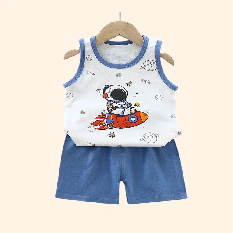 ensemble de vêtements d'été en coton émaillé pour enfants, Économie et shorts pour bébés, haut en fibre précieuse, garçons et filles