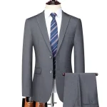 S-8XL Nouveau (Blazer + Pantalon) Hommes Mode Business Gentleman Tendance Slim-fit Décontracté Mariage Voyage Grande Taille Solide document trempé