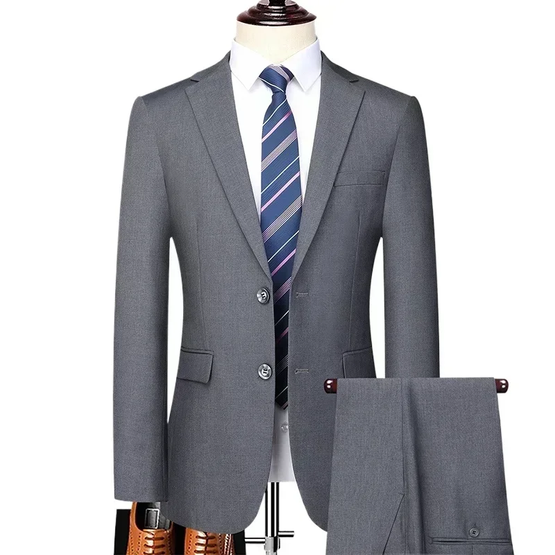 S-8XL Nouveau (Blazer + Pantalon) Hommes Mode Business Gentleman Tendance Slim-fit Décontracté Mariage Voyage Grande Taille Solide document trempé S-8XL Nouveau (Blazer + Pantalon) Hommes Mode Business Gentleman Tendance Slim-fit Décontracté Mariage Voyage Grande Taille Solide document trempé