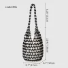 sac à main tissé pour femmes, design exquis, fourre tout en perles de bois ajourées, sac seau à bandoulière, sac à main perlé fait à la main