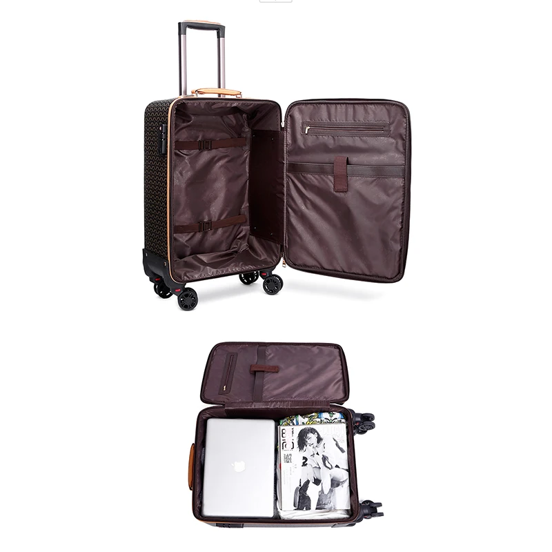 ensemble de bagages à roulettes avec sac fourre tout, valise vintage, marque de luxe, sac de sport, valise de voyage, 16 po, 20 po, 24 po
