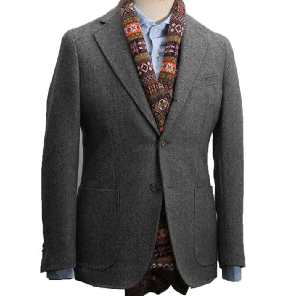 costume tweed à chevrons, tuxedos de mariage à simple boutonnage, taille, vêtements pour hommes, style décontracté, costume de mode pour hommes, veste uniquement 1