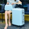 ensemble de bagages de voyage à roulettes pour femmes, valise à cadre en aluminium, haute qualité, mode, nouveau, 20 ", 22", 24/26 ", 2 pièces