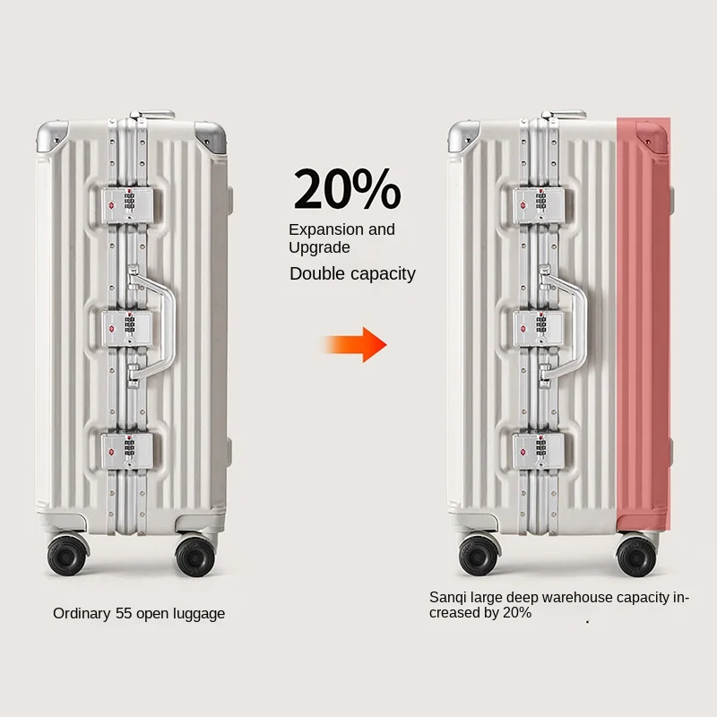 bagage de voyage grande capacité valise trolley à cadre en aluminium renforcé de 28 pouces valise à main de 20 pouces avec roues silencieuses
