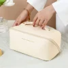 Sac à cosmétiques de grande capacité, sac de rangement de cosmétiques, trousse de toilette de voyage Portable en cuir PU, sac à cosmétiques pour femmes, organisateur de produits de toilette