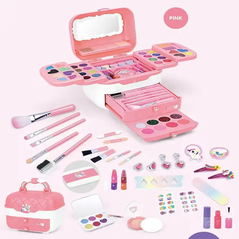 kit de jouets de maquillage pour enfants, coffret de cosmétiques de simulation, jeu de déguisement pour petite fille, jeu de simulation, matériau respectueux de l'environnement
