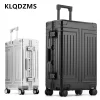 klqdzms sac de voyage entièrement en alliage d'aluminium et de magnésium, valise à roulettes de grande capacité, boîte d'embarquement, 20 po, 24 po, 26 po, 29 po