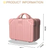 trousse de maquillage de grande capacité pour femme, valise à fermeture éclair, petite valise d'embarquement portable et légère, boîte de rangement, 16 po