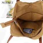 Sac à main en paille tissé à la main pour femmes, fourre-tout de plage creux, sac de voyage initié, mode