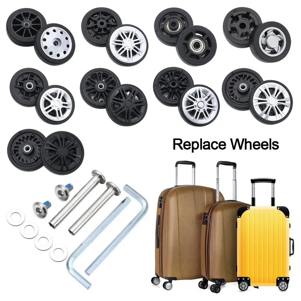 roues de valise de remplacement résistantes à l'usure avec vis, roues de remplacement, roulettes silencieuses, essieux, kit de réparation, accessoires de bagages