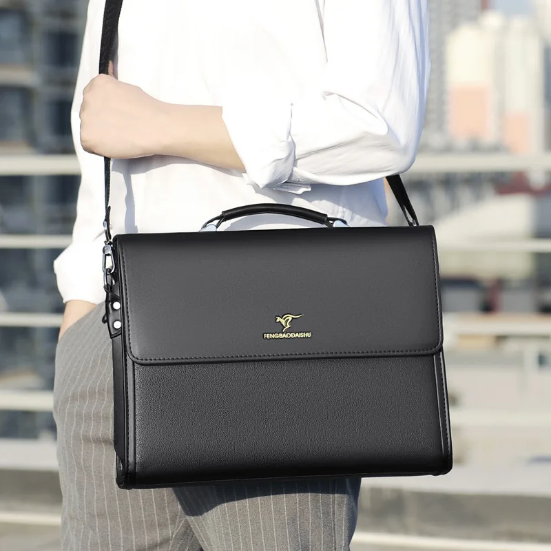 porte documents de luxe en cuir pour hommes, fourre tout de travail de styliste, sac à main noir, sac à bandoulière carré pour avocat a4