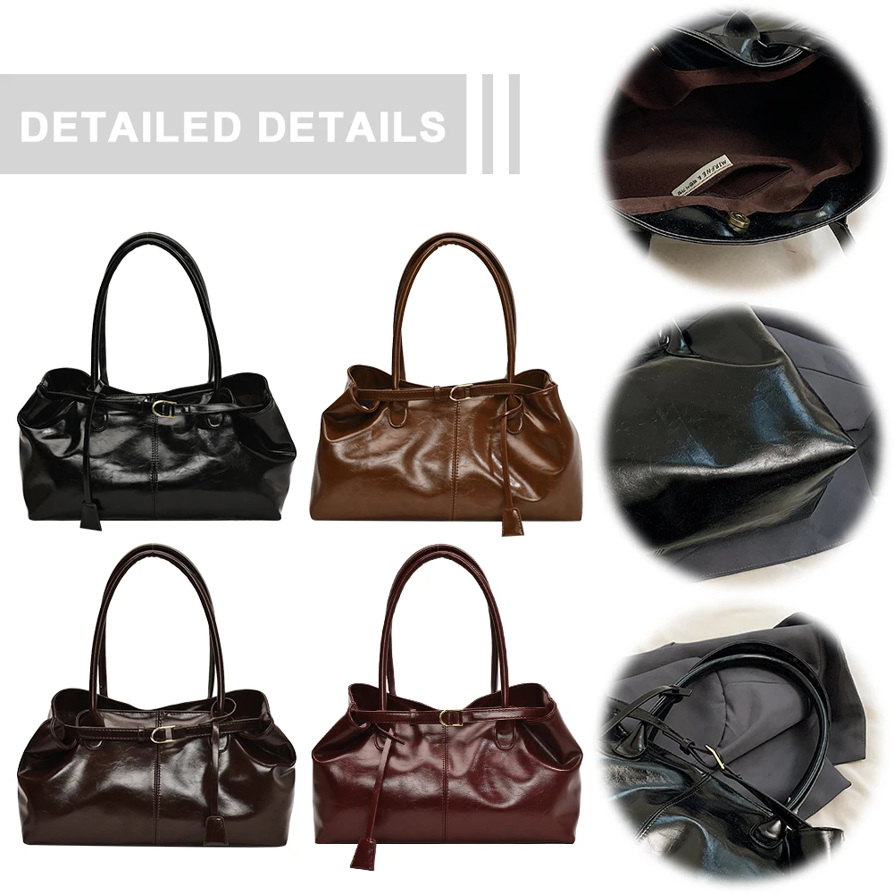 sac à main hobo en cuir pu, sac à bandoulière ample rétro à poignée supérieure, grands sacs de travail pour femmes, travail, shopping, voyage