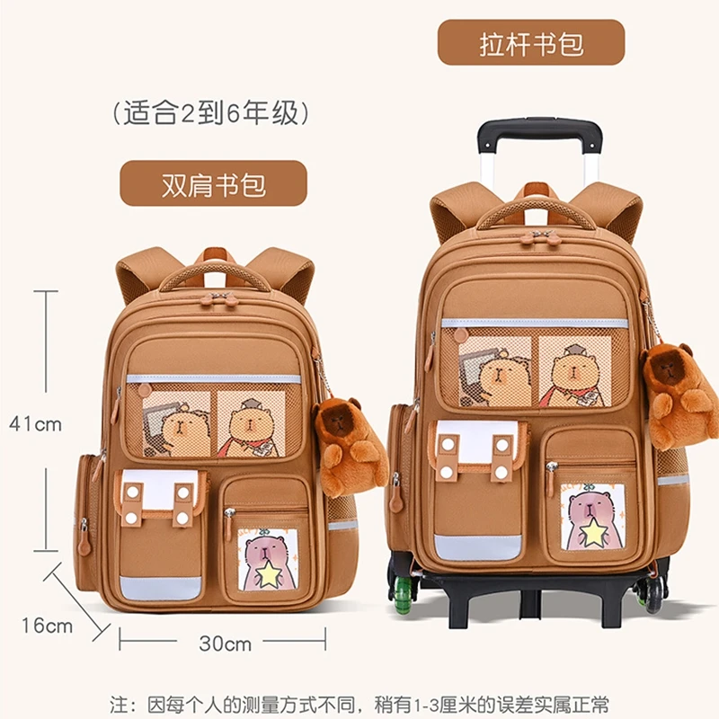 capybara enfants dessin animé école sac à dos avec roues étudiants sacs chariot cartable roulant à roulettes sacs à dos enfants cadeau
