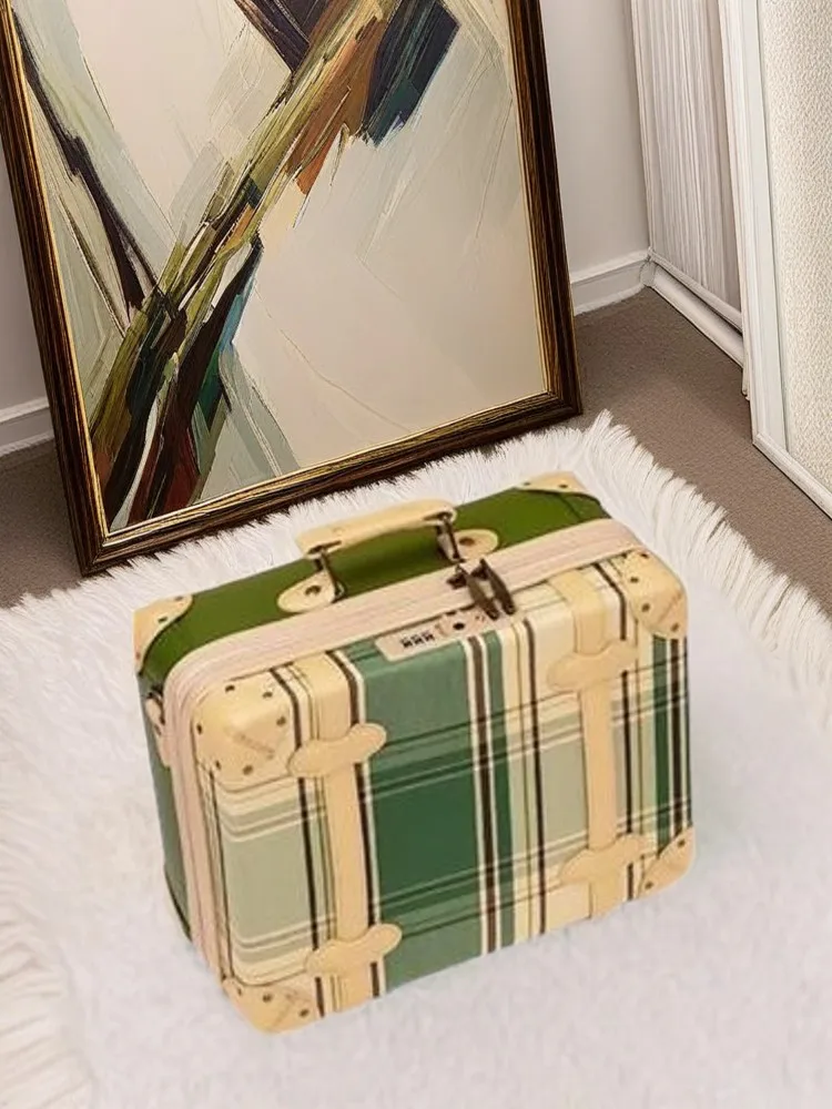 valise à main mignonne vintage de 14 pouces pour femmes, mini sac de voyage cosmétique avec organisateur de maquillage, bagage de cabine élégant