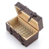valise en bois et cuir vintage miniature pour maison de poupée, mini bagage, 1/12