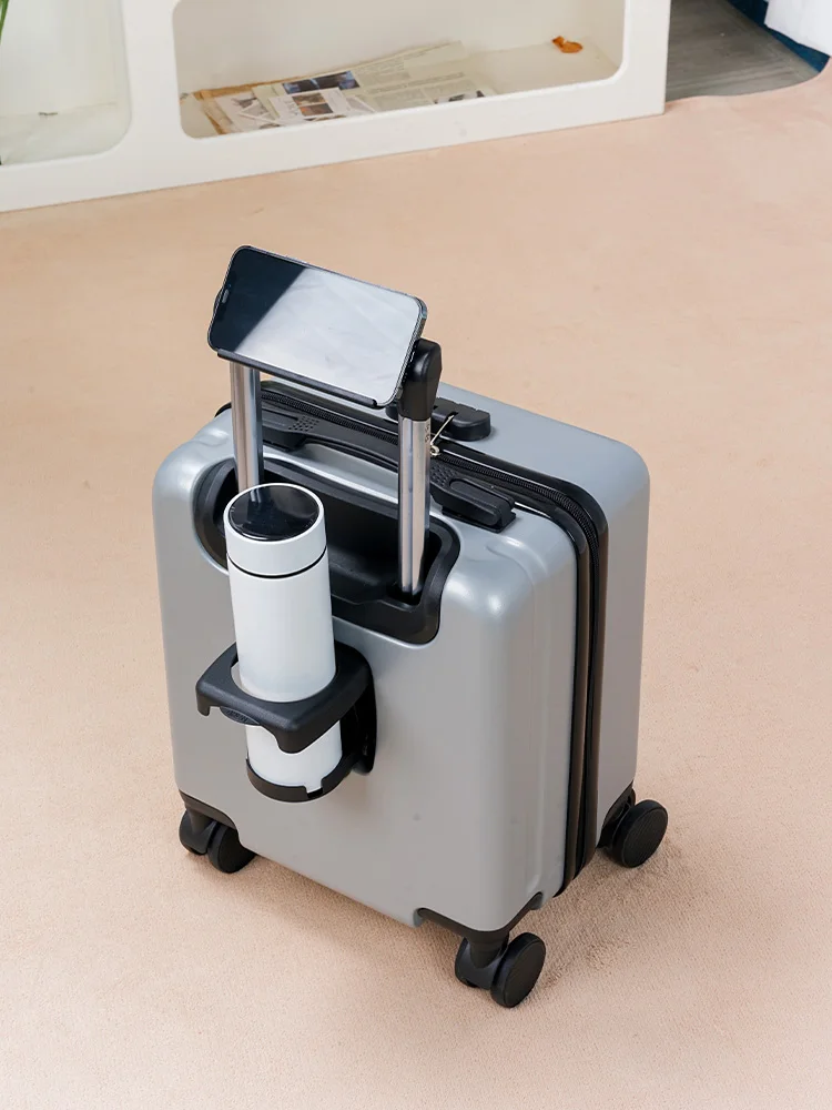 boîte à bagages à main de 14 pouces, valise de petite taille, roues pivotantes silencieuses simples et élégantes, adaptées aux hommes et aux femmes