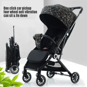 Poussette pour bébé en bas âge, poussette Portable légère à 4 roues avec poussette pliable absorbant les chocs pour l&rsquo;extérieur