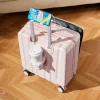 valise à roulettes à la mode de 18 pouces avec support porte gobelet et valeur esthétique valise à main avec couvercle rabattable avant