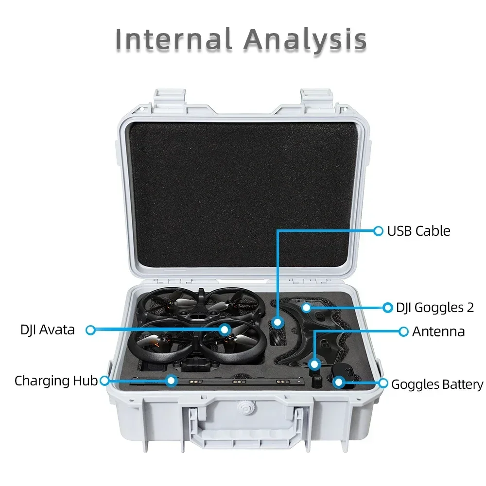 sac à bandoulière blanc pour dji avata mini 3/mini 4 pro/air 2s/air3, valise antidéflagrante, une sangle, mallette de rangement d'accessoires de drone