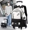Sac à dos scolaire à roulettes pour enfants, sac à dos à roulettes pour filles et garçons, sac à roulettes pour étudiants, chariot de voyage, 2/6