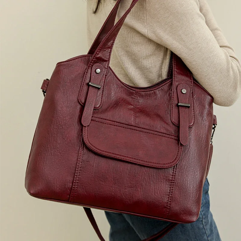 sac à main en cuir de bonne qualité pour femmes, sacs à bandoulière de marque de styliste, fourre tout de grande capacité, sac à main décontracté pour commte
