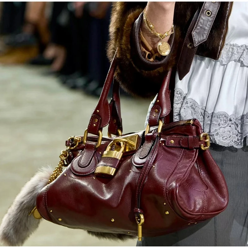 sac fourre tout à cadenas de luxe, sac à bandoulière classique de grande capacité, sac à main de styliste à double poignée, porte documents horizontal en cuir souple