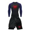 combinaison de compression hommes t shirts + pantalons fitness boxe muay thai shorts vêtements hommes rashguard jiu jitsu ensembles de gymnastique maillots bjj boxeo